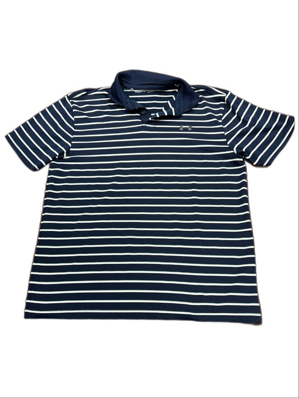 Under Armour HeatGear Men's Striped Short Sleeve Golf Polo Shirt - Navy & Mint